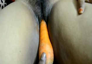 desi wife inserting carrot in pussy