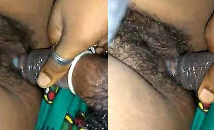 Desi wife hairy pussy fucked by condom cover dick at midnight