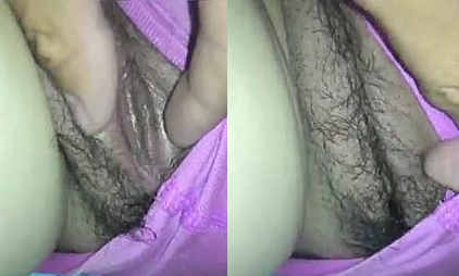 Hubby fingering his desi wife pussy